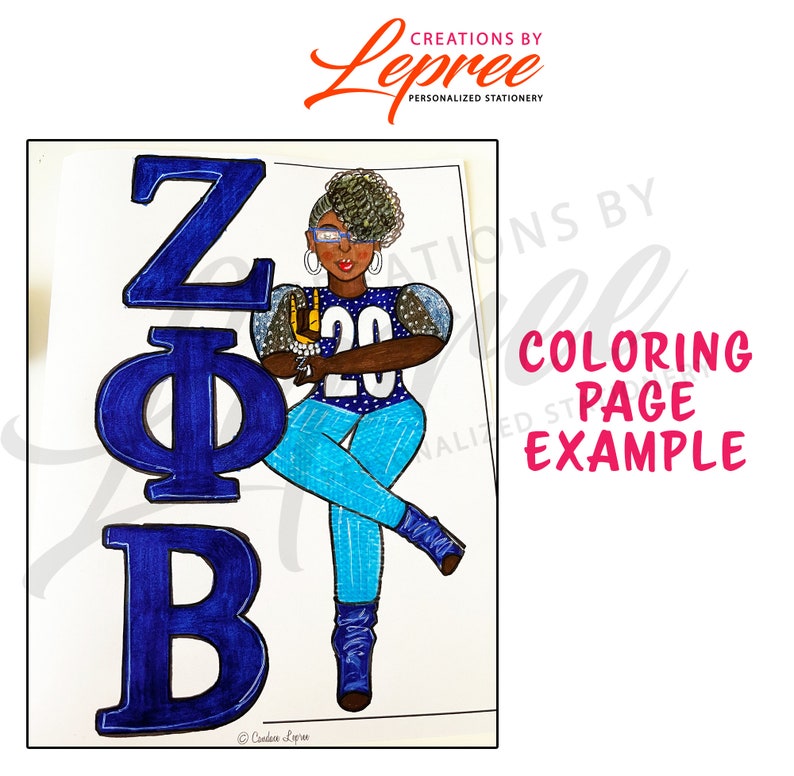 Zeta Phi Beta Black Sorority, Black Girl Notebook and Coloring Book Bundle image 6