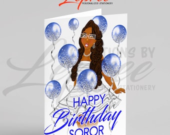 Zeta Phi Beta Card, Personalized Happy Birthday Card, Happy Birthday Soror