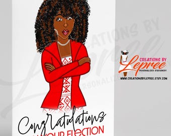 Tarjeta de felicitación inspirada en Delta Sigma Theta por tu elección, ascenso o nuevo puesto / Tarjeta de reconocimiento
