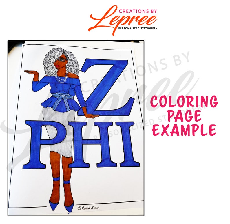 Zeta Phi Beta Black Sorority, Black Girl Notebook and Coloring Book Bundle image 5