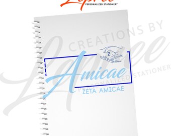 Zeta Amicae Personalize Notebook, Black Sorority Custom Notebook