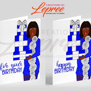 Carte d&#39;anniversaire personnalisée Zeta, carte d&#39;anniversaire sororité noire, carte d&#39;anniversaire personnalisée Zeta Phi Beta, carte de voeux de joyeux anniversaire
