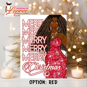 Biglietto di Natale personalizzato per donna nera / Buon Natale, auguri festivi, gioia natalizia / biglietto di auguri per le feste afroamericane