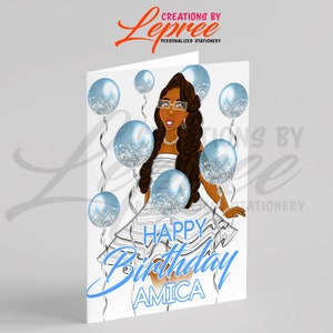Zeta Amicae Happy Birthday Card, Happy Birthday Card, Personalized Cards