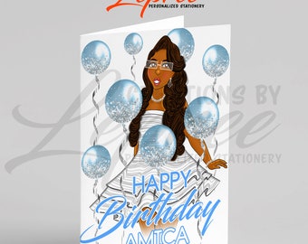 Zeta Amicae Happy Birthday Card, Happy Birthday Card, Personalized Cards