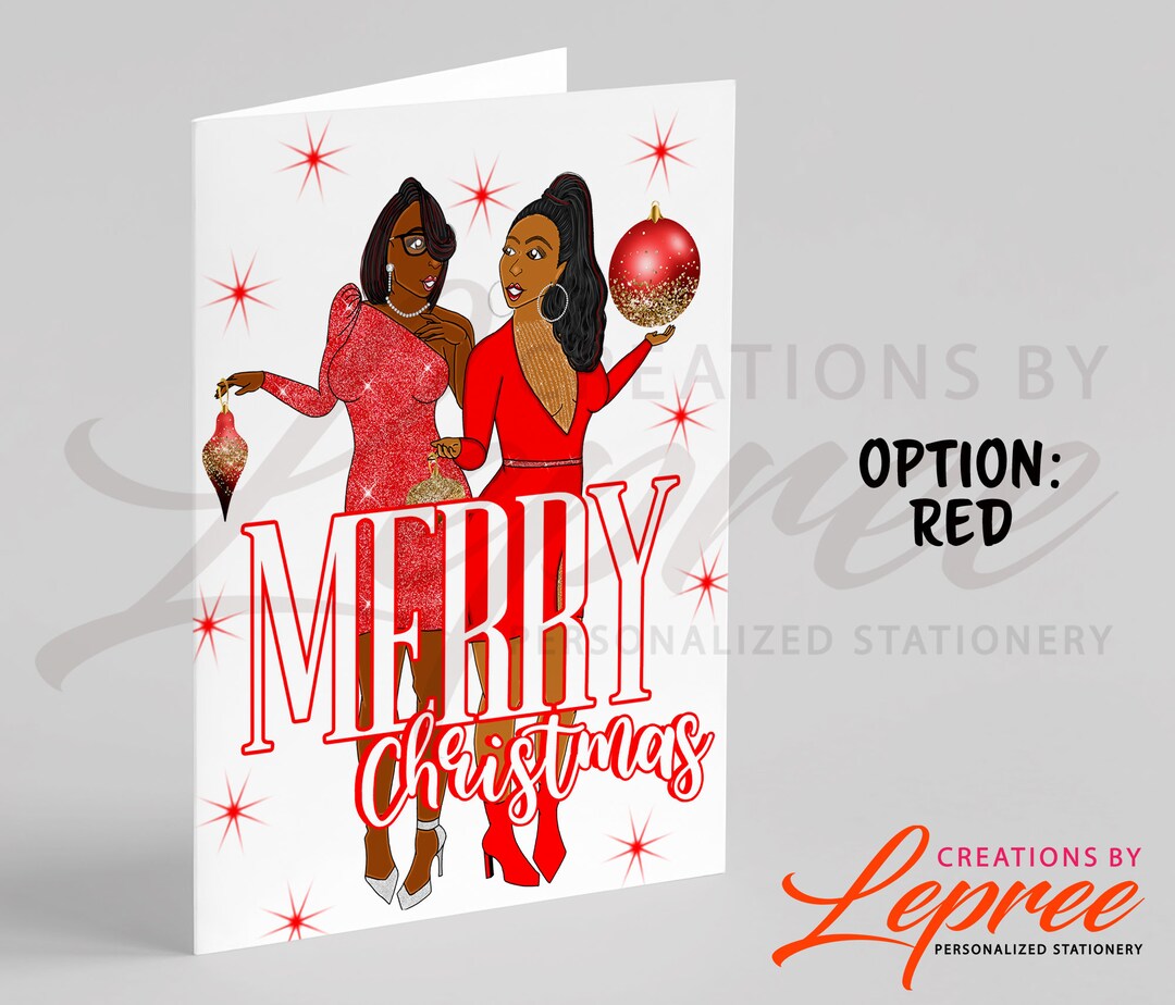 Lot De Carte De Noel Cartes De Noël Personnalisées Pour Couple Afro- Américain | Carte De Vœux Fêtes | Neuf Carte De Vacances Noël, image size:1080x924