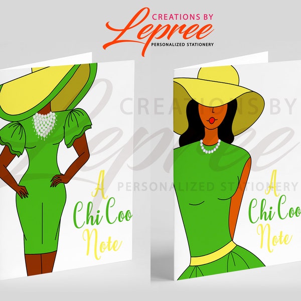 Personalized Chi Eta Phi Card, Customized Black Sorority Girl Card, Chi Coo Greeting Card