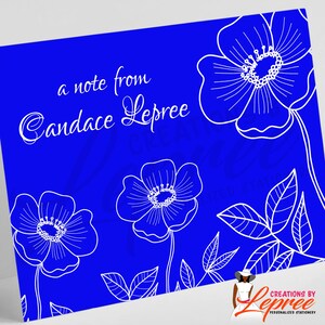 Cartão de nota floral personalizado com nome personalizado | Em branco por dentro | Papelaria de flores com fundo colorido | Uma nota de {Nome}