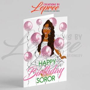 AKA-Inspired, Pink and Green, Personalized Happy Birthday Card, Happy Birthday Soror Card