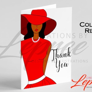 Personalized Hat Lady Thank You Card, Black Sorority Card
