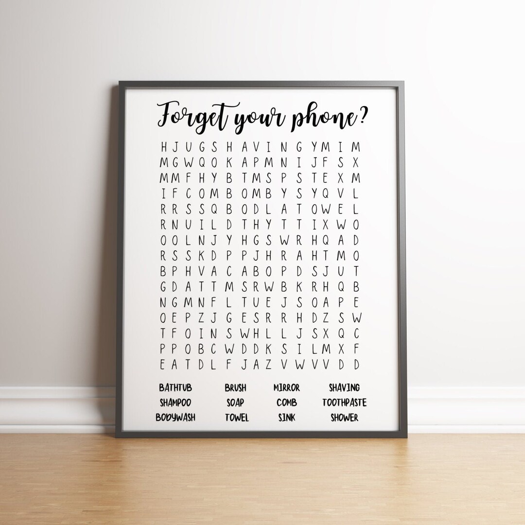 Bathroom Word Search Print Printable Wall Art Instant - Etsy