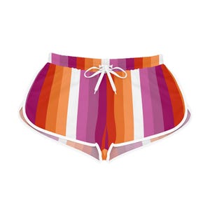 Lesbian Pride Flag Shorts LGBTQ Womens Relaxed Shorts - Summer, Beach Days, Yoga, Loungewear, Poolside Fun, Casual Outfits