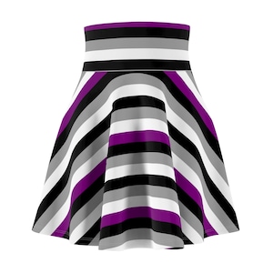 Asexual Pride Skirt - LGBTQIA+ Pride Month Clothes Flared Skater Skirt - Adorable Cute Ace Flag Flowy Skirt - Asexual Alt Skirt Adorable