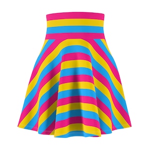 Pansexual Pride Skirt - LGBTQIA+ Pride Month Clothes Flared Skater Skirt - Adorable Cute Pan Flag Flowy Skirt - Pan Fashionable Flowy Skirt