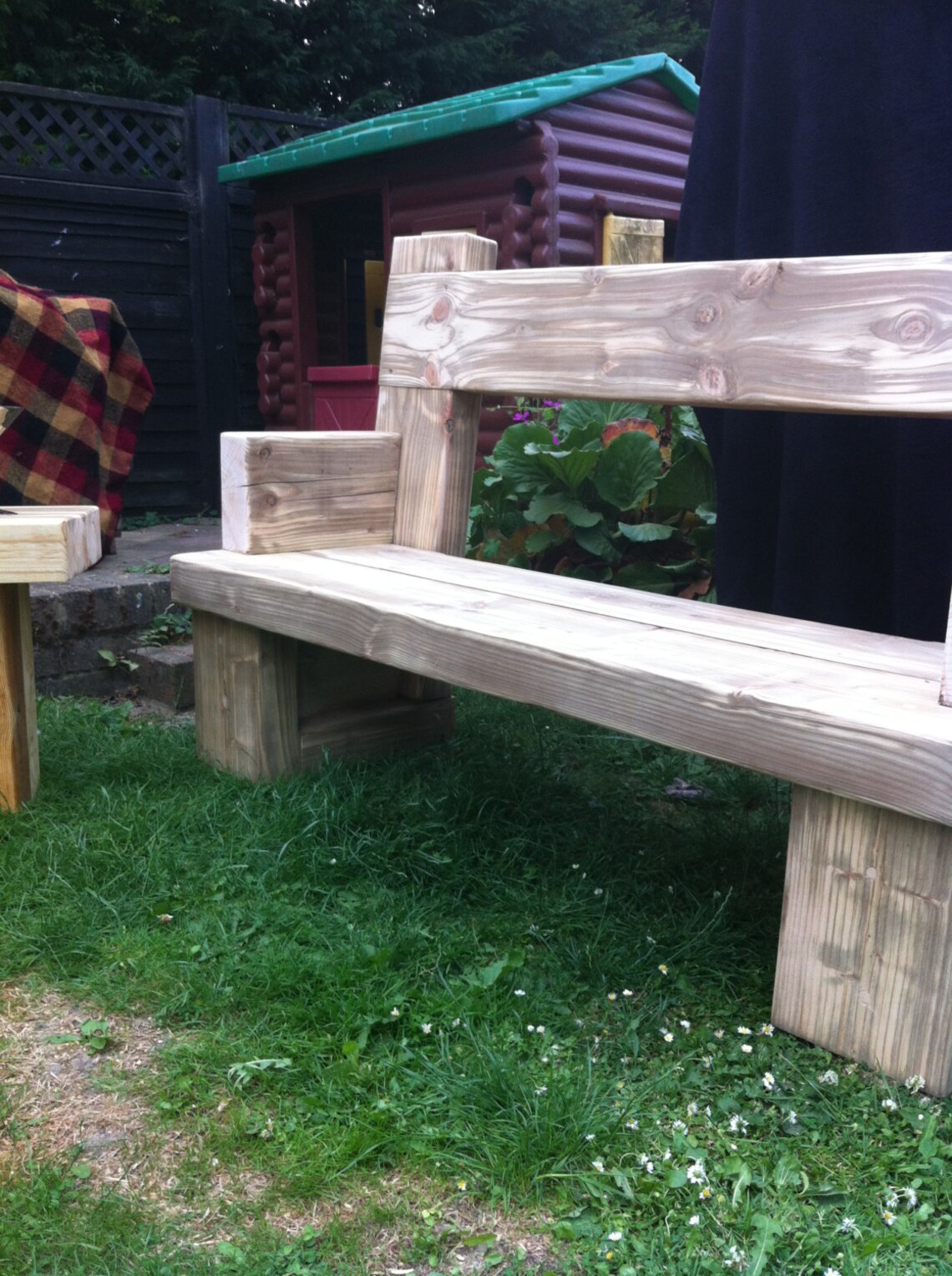 Chunky Solid Wood Handmade Garden Bench. Unique . CAVEMAN Etsy