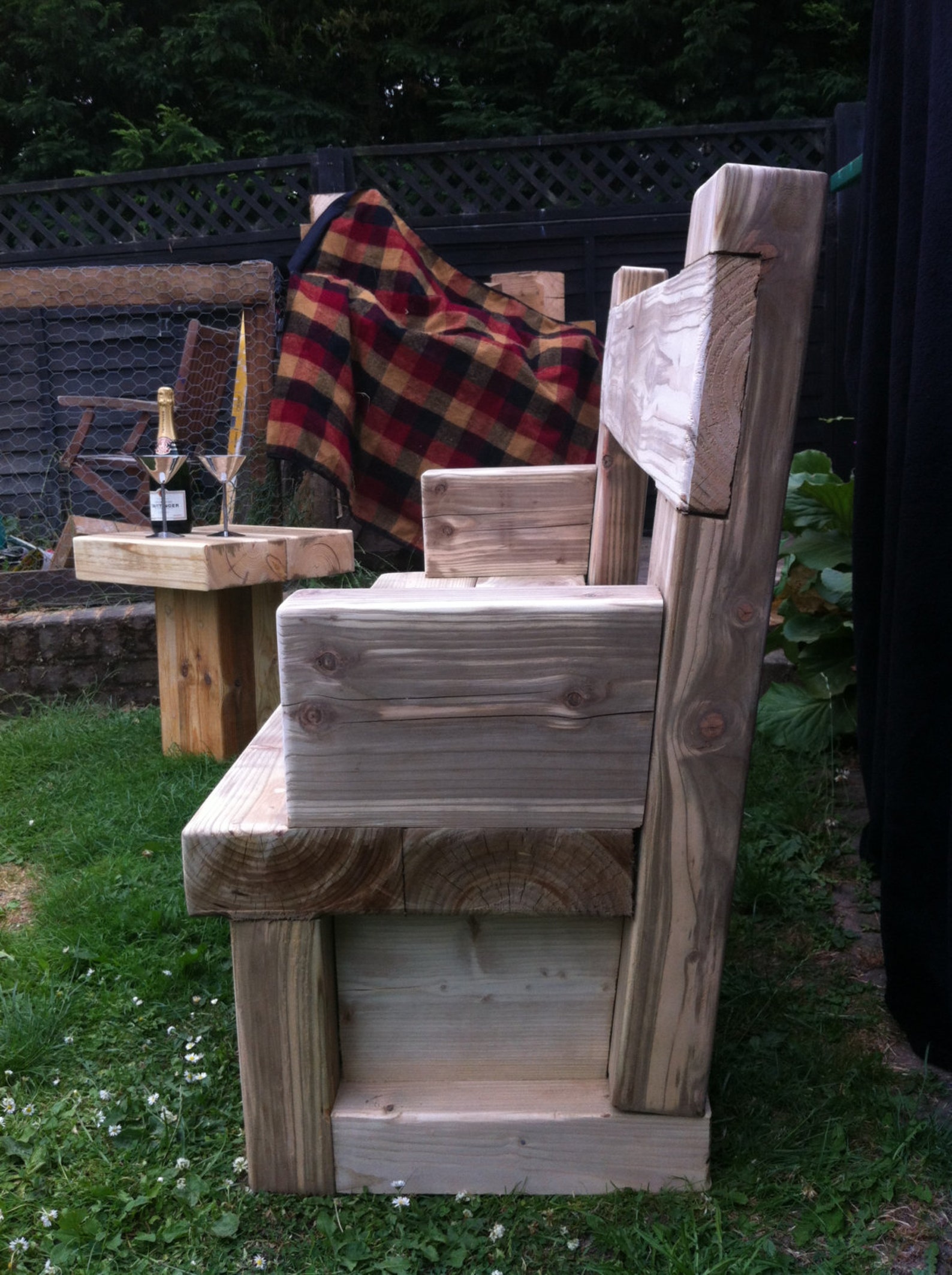 Chunky Solid Wood Handmade Garden Bench. Unique . CAVEMAN Etsy