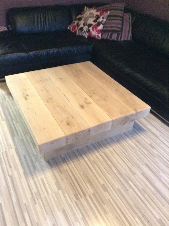 Chunky Large Solid Oak Handmade Coffee Table Caveman Furniture