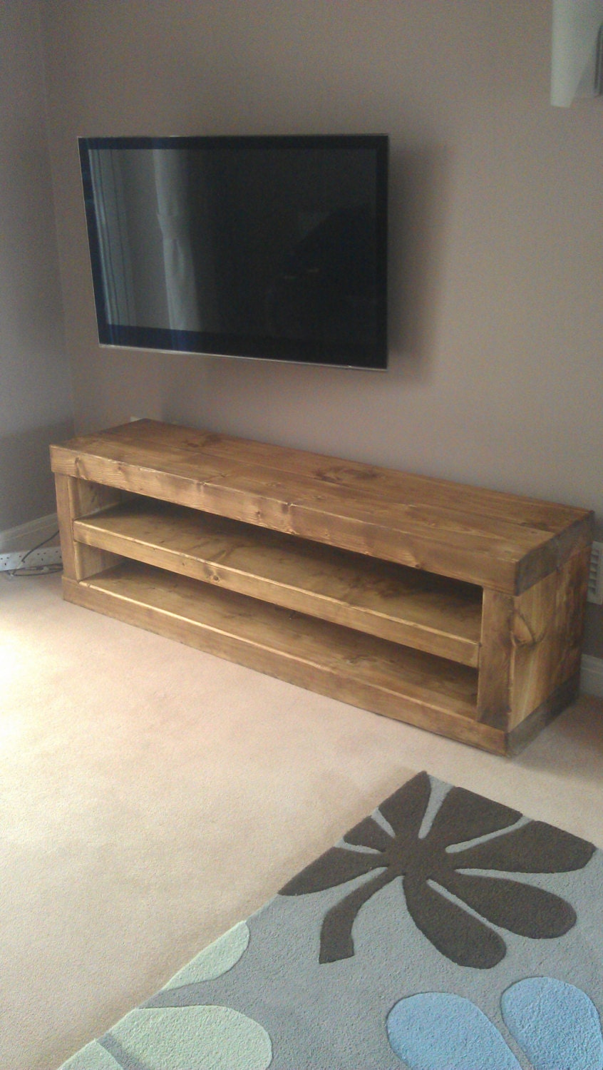 Chunky solid wood tv unit handmade. CAVEMAN FURNITURE Etsy