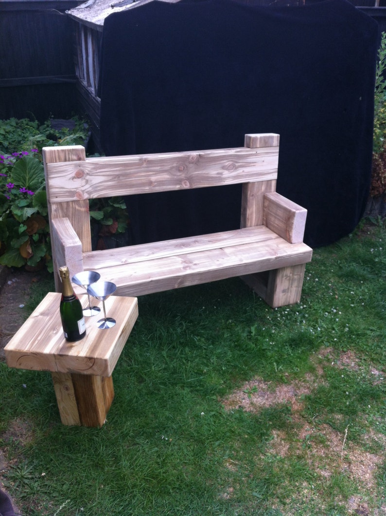 Chunky Solid Wood Handmade Garden Bench. Unique . CAVEMAN Etsy