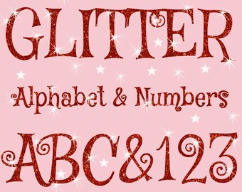 Red glitter alphabet paper pack, crimson red digital letters, sparkle alphabet, glitter font, numbers, punctuation, clip art, Easter