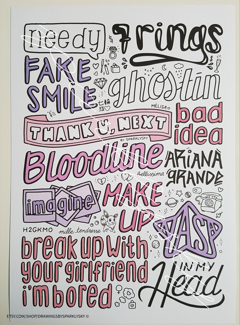 thank u next collage ariana grande poster print etsy