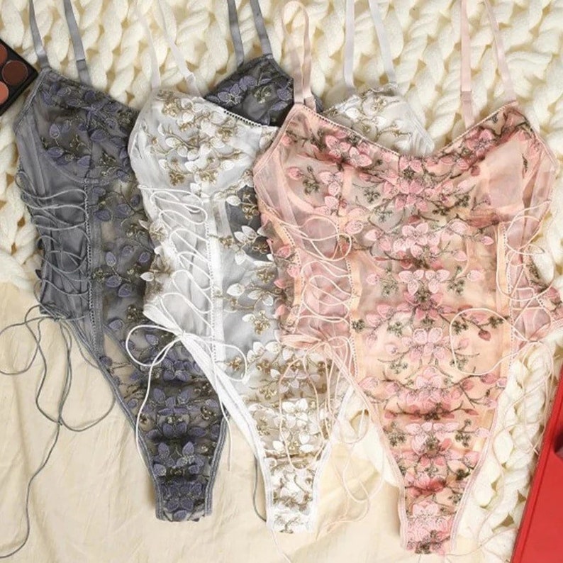 Floral Cottage Core Lingerie Body Suit