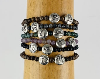 Handmade to order zodiac charm bracelet, fine silver, one of a kind gift for mom, friend or yourself