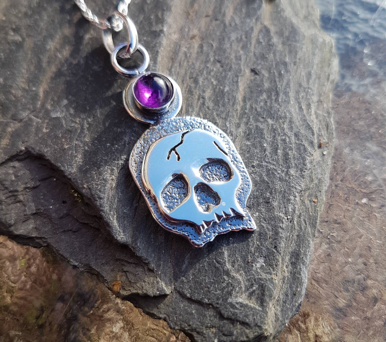 Amethyst skull necklace sale