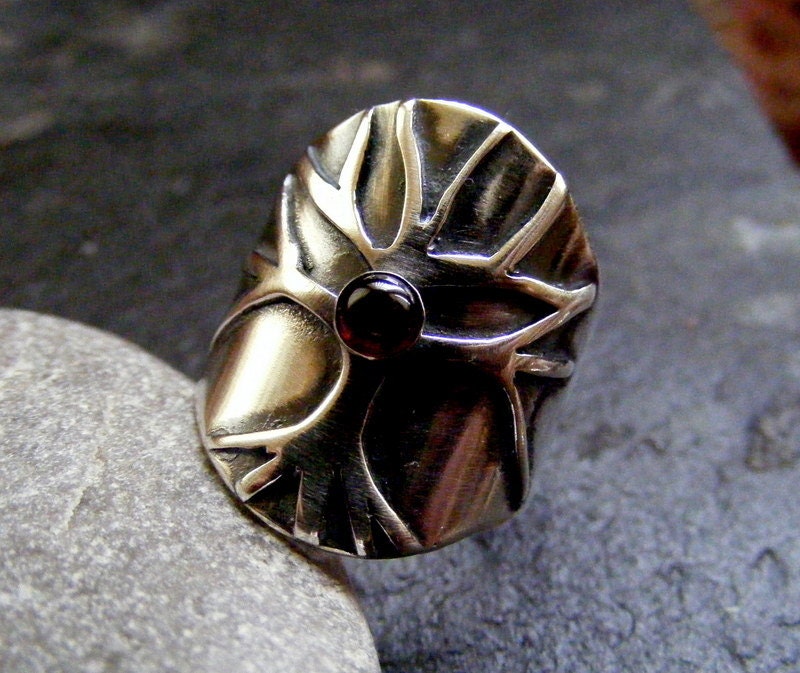 Silver Tree of Life Ring With Garnet Saddle Statement Ring - Etsy