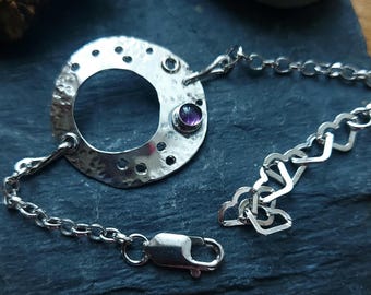 Silver bracelet with Amethyst and silver balls