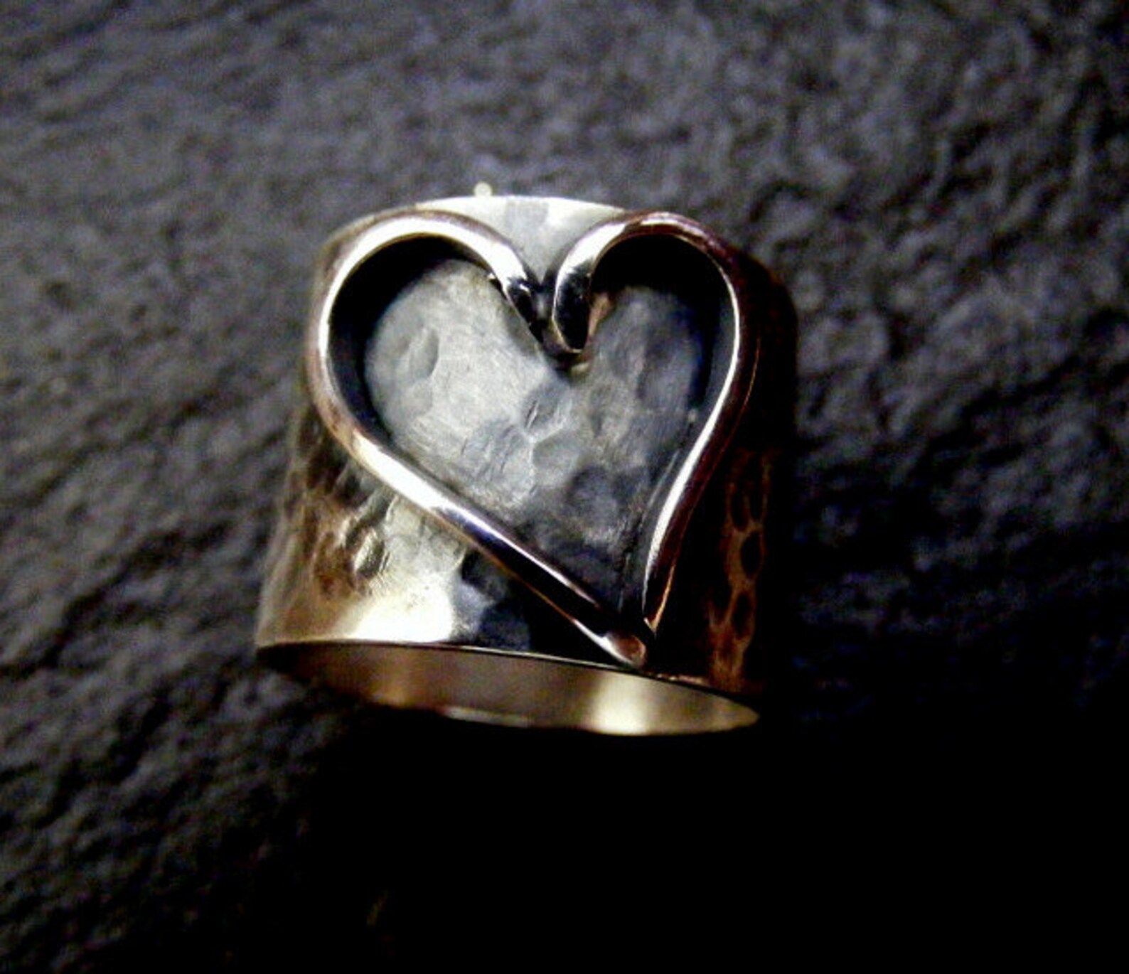Hammered Heart Ring