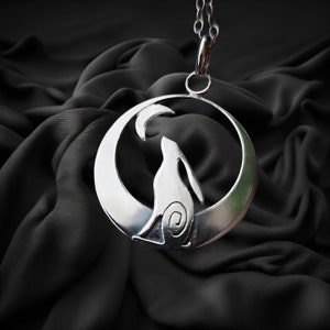 Silver Hare and moon necklace ,pendant Hare crescent moon pendant in sterling silver