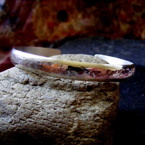 Silver hammered Cuff textured silver bracelet