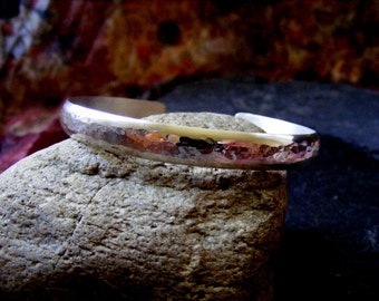 Silver hammered Cuff textured silver bracelet