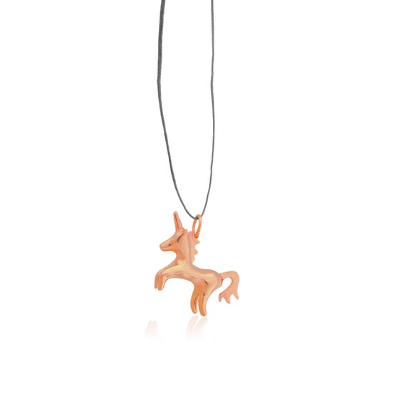 Rose Gold-plated Silver 30mm Unicorns Pendant Rose Gold-plated Silver 30mm Unicorns Pendant