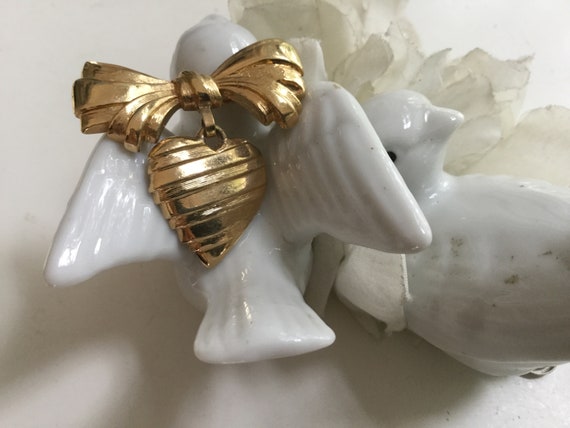 Mother Heart Bow Pin Brooch Avon Engraved "I love… - image 8