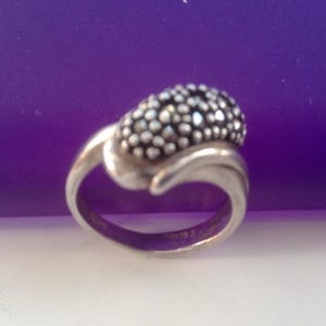 Marcasite Sterling Ring Silver Sz 5.5 Mexican Mexico &quot;MC-170 5&quot; vintage jewelry cocktail stone southwestern engagement christmas gift boho