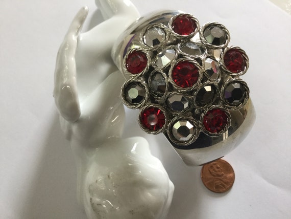 Statement Flower Rhinestone Clamper Bangle Bracel… - image 6