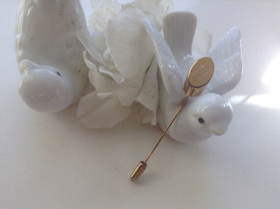 Inital N Stick Pin Gold tone Script Monogram Alph… - image 2