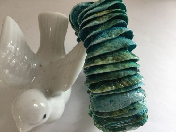 Blue Shell Stretch Bracelet Small Bangle Nautical… - image 6