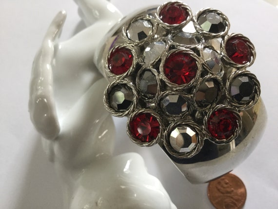 Statement Flower Rhinestone Clamper Bangle Bracel… - image 7