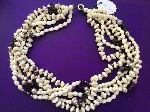 Multi-Strand Bead Amethyst Necklace 22" NOS Triba… - image 1