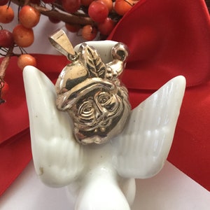 Sterling Sterling Santa Claus Pendant  Charm Face Christmas Holiday  925 Stocking Stuffer Teacher Gift Secret SantaOrnament Charm Gift