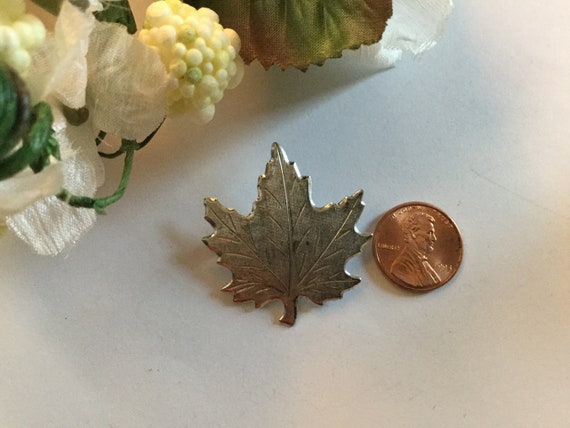 Vintage Beau Sterling Maple Leaf Brooch Brooch Mi… - image 4