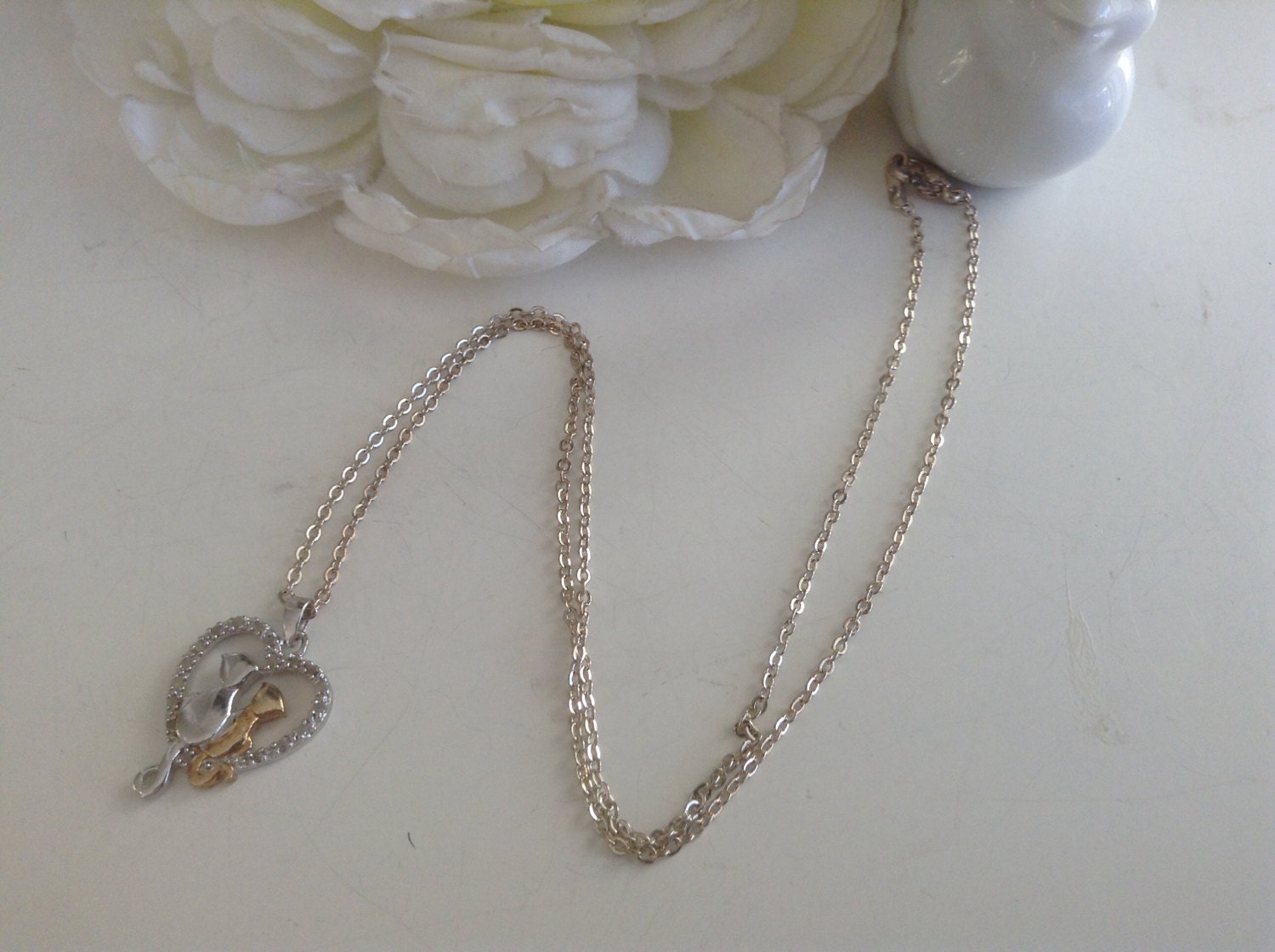 Collana Con Ciondolo Portafoto A Forma Di Gatto In Argento 925 – Gatto Sulla Luna – Catena Regolabile 18+2 Pollici – Cupenda