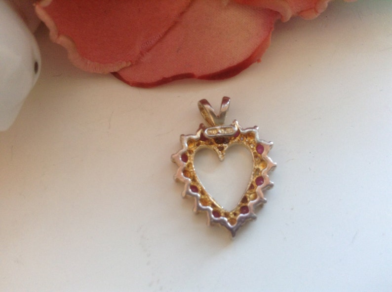 Ruby Heart Pendant Valentine 14K Overlay Sterling Estate Etsy