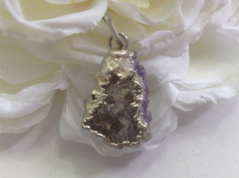 Amethyst Cluster Pendant Enhancer Silver Plated Handcrafted Etsy