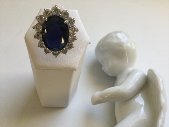 KJL Princess Diana Simulated Sapphire Ring Size 6… - image 2