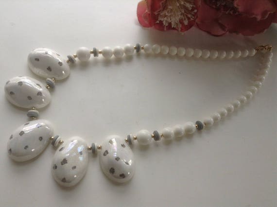 Vintage Ceramic and Bead Necklace 19” NOS Single … - image 2