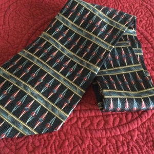 Christian Dior Silk Tie Vintage 4” x 57&quot; Geometric Cravate Black Red Mid Century Business Holiday Wedding Gentleman Formal Father Gift